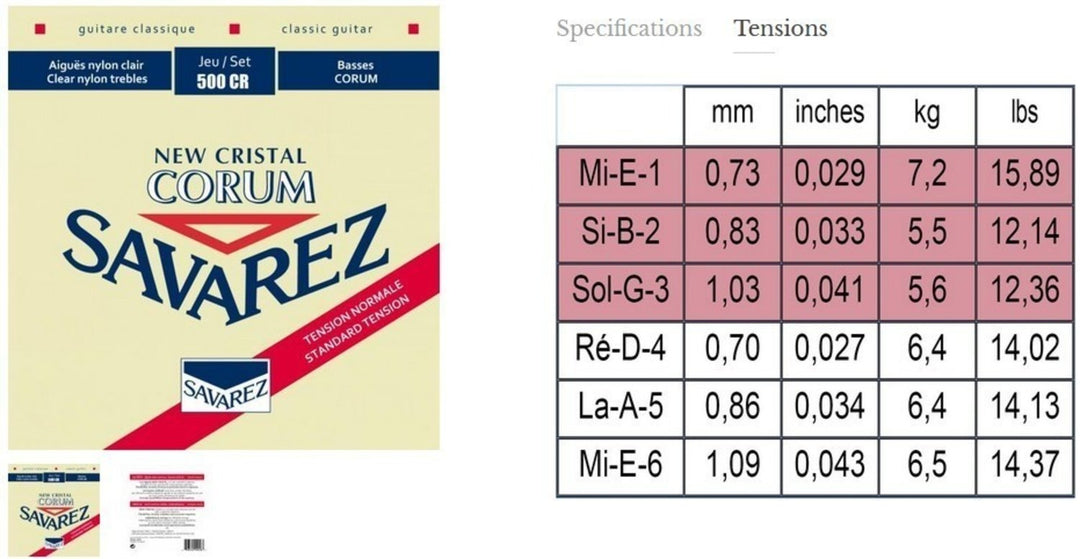 Savarez Saiten für klassische Gitarren Corum New Cristal - Satz (500CR)