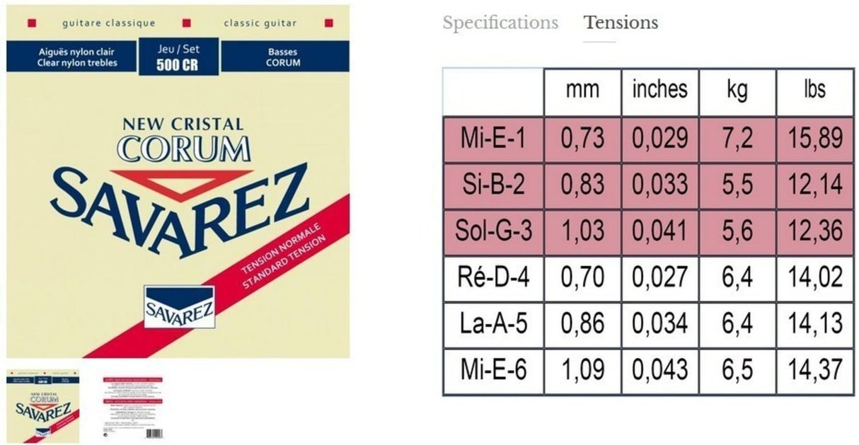 Savarez Saiten für klassische Gitarren Corum New Cristal - Satz (500CR)