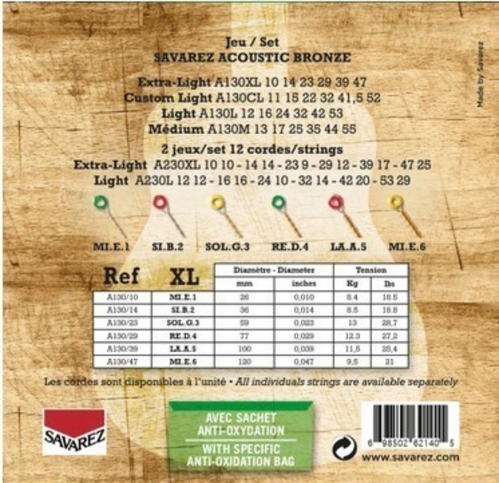 Savarez A130XL Bronze Westerngitarrensaiten, extra light .010 bis .047