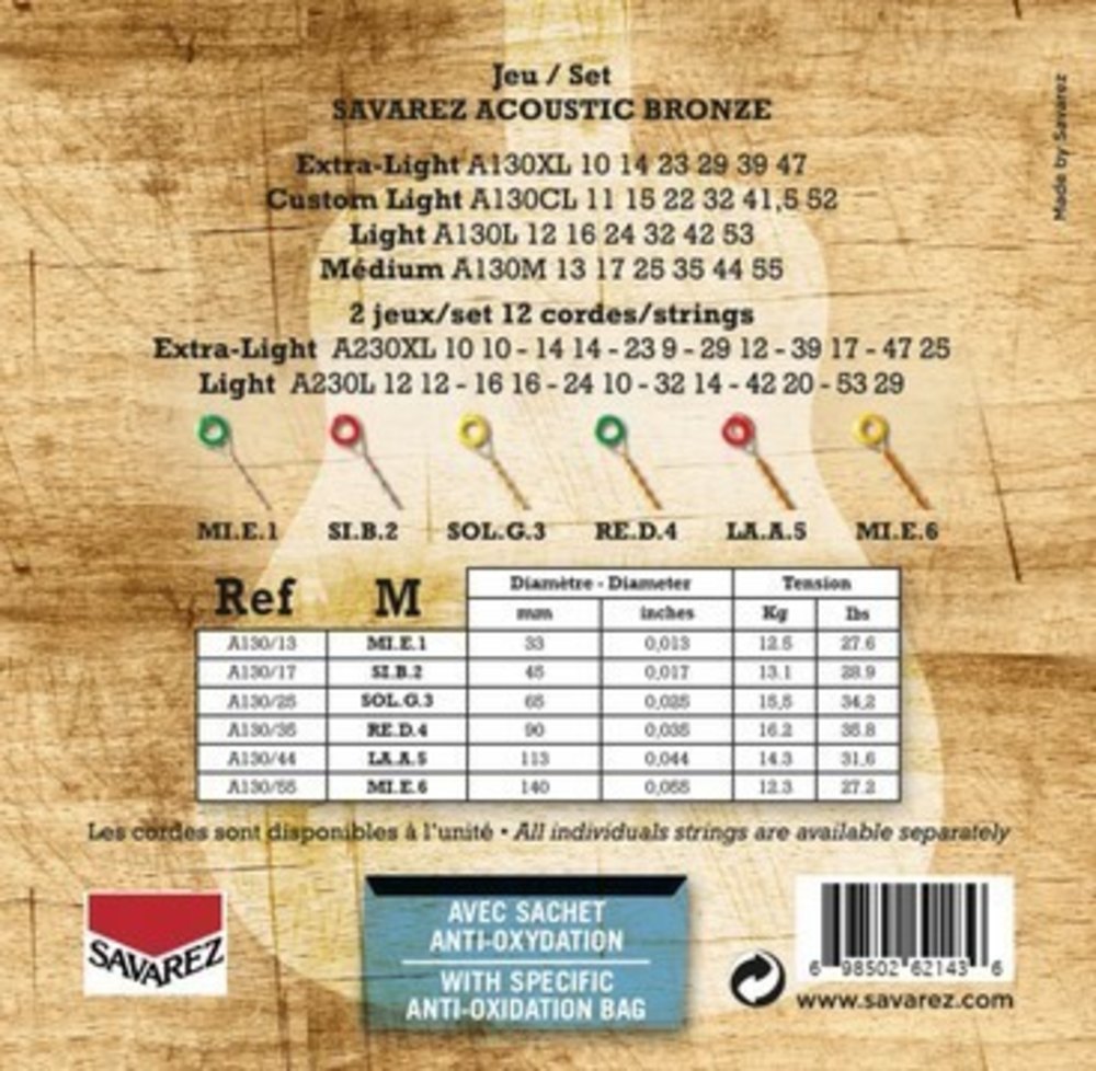 Savarez A130M Bronze Westerngitarrensaiten, medium .013 bis .055