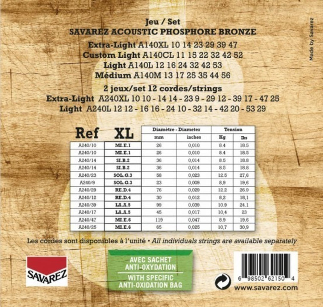 Savarez Saiten für Akustikgitarren Akustik - 12.str. Ex-Light .010 (A240XL)
