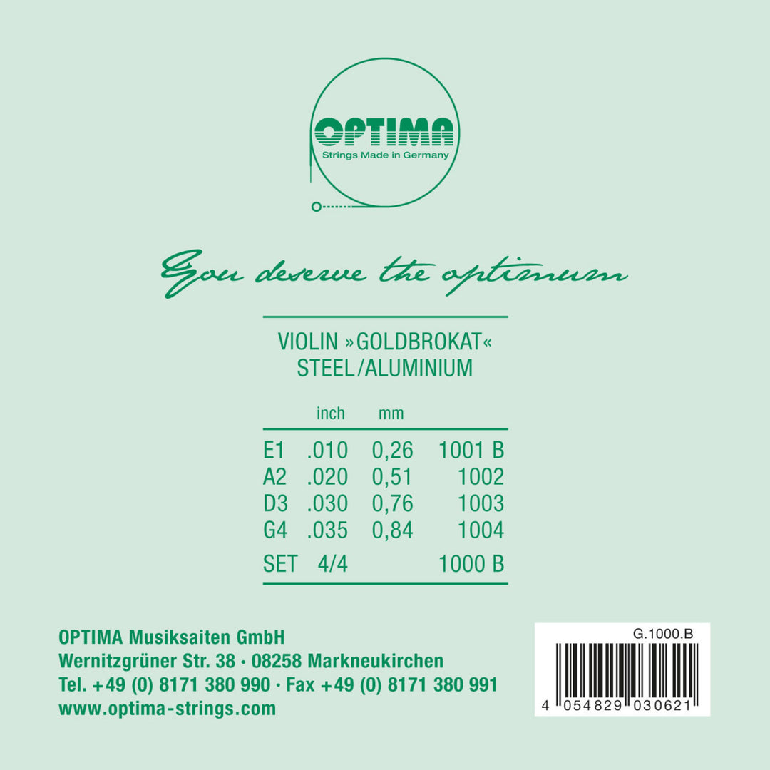 Optima Geigen Saiten Goldbrokat - Satz 4/4 (1000B)