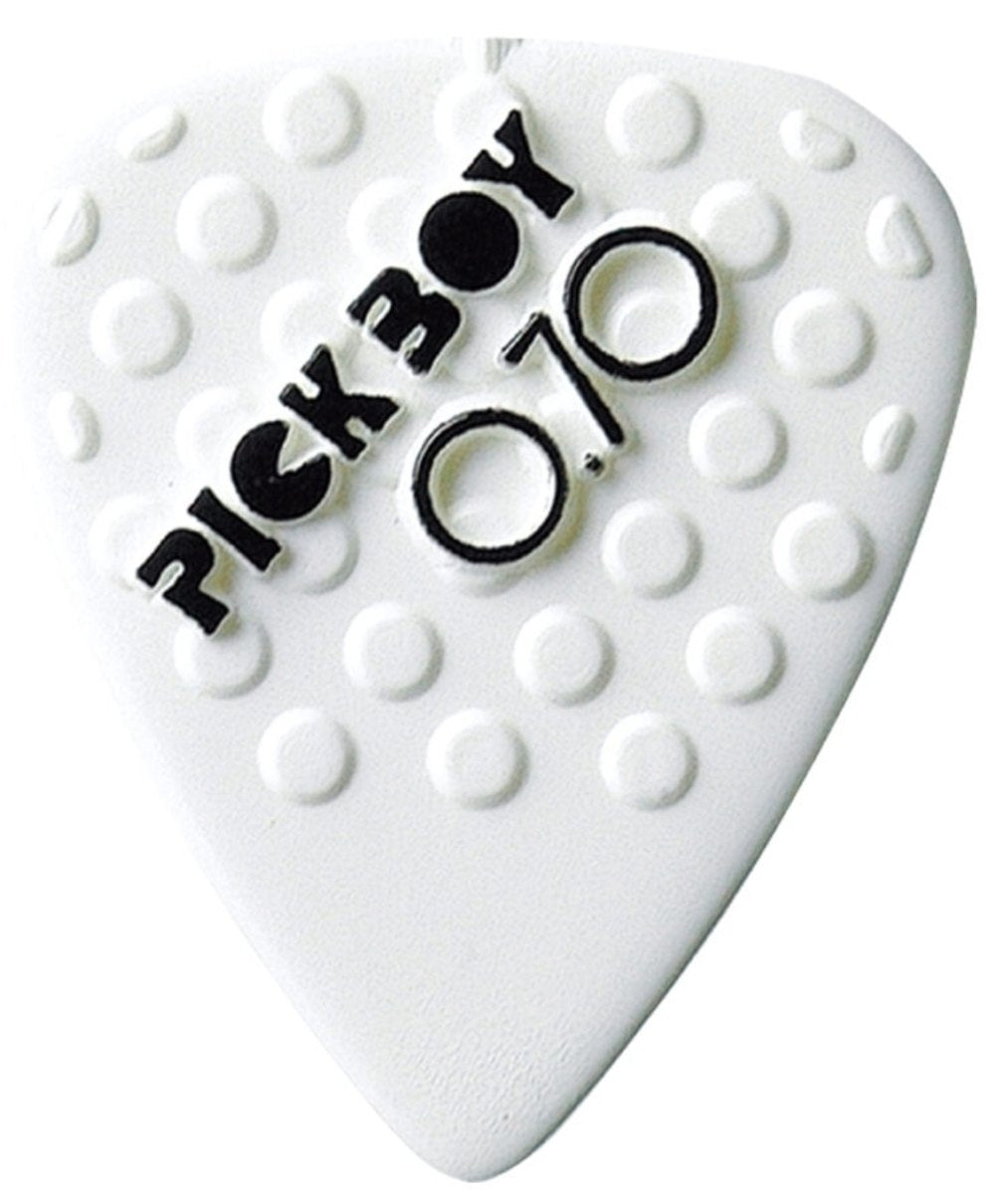 Pick Boy Ceramic Power Plektren 0,70 mm, weiß mit Noppen, 12 Stück