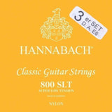 Hannabach Saiten für klassische Gitarre Serie 800 Super Low Tension versilbert - Set mit 3 Bässen (8007SLT)