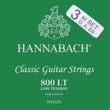 Hannabach Saiten für klassische Gitarre Serie 800 Low tension versilbert - Set mit 3 Bässen (8007LT)