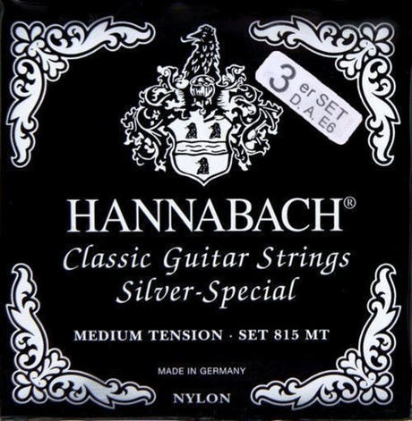 Hannabach Saiten für klassische Gitarren Serie 815 Medium tension Silber special - Set von 3 Bass (8157MT)