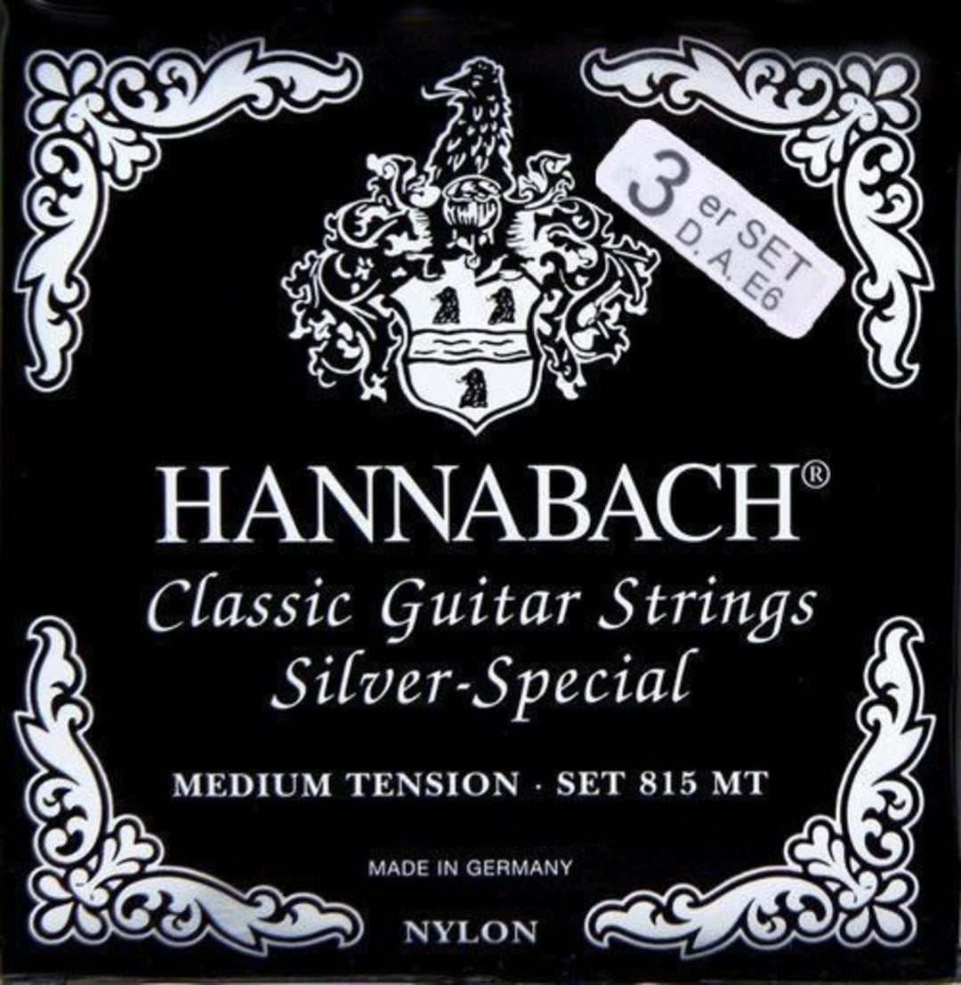 Hannabach Saiten für klassische Gitarren Serie 815 Medium tension Silber special - Set von 3 Bass (8157MT)