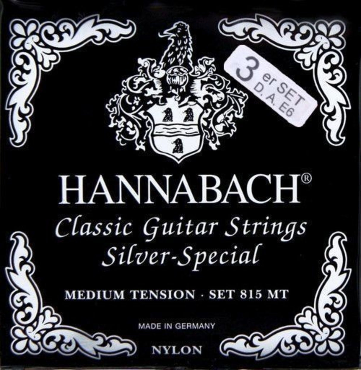 Hannabach Saiten für klassische Gitarren Serie 815 Medium tension Silber special - Set von 3 Bass (8157MT)