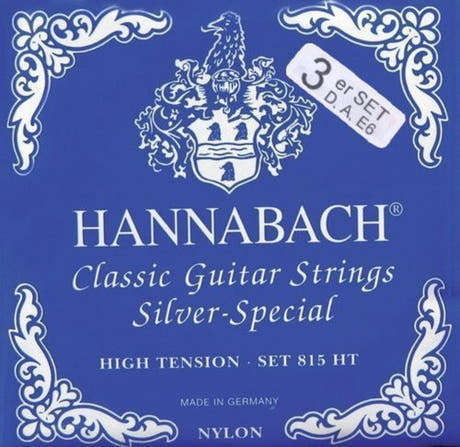 Hannabach Saiten für klassische Gitarren Serie 815 High tension Silber special - Set von 3 Bass (8157HT)