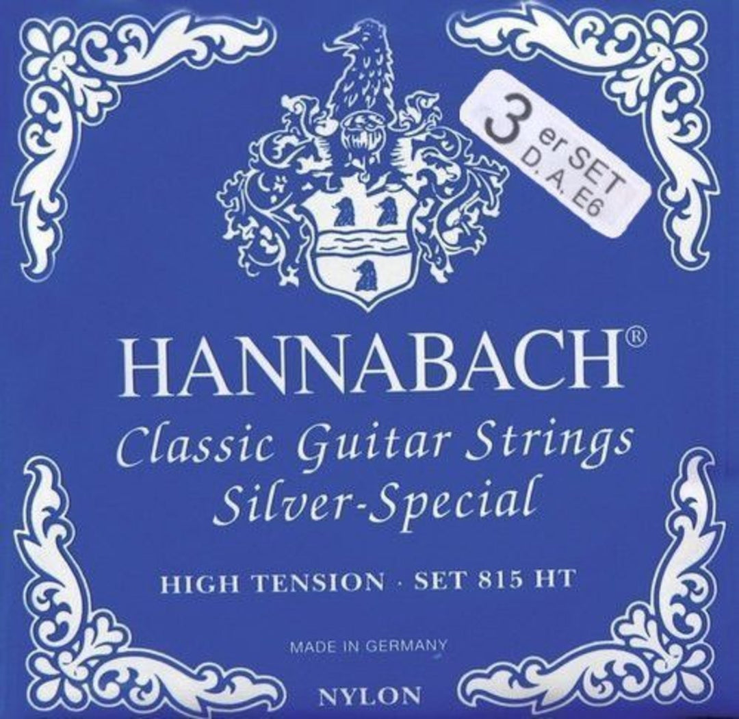 Hannabach Saiten für klassische Gitarren Serie 815 High tension Silber special - Set von 3 Bass (8157HT)