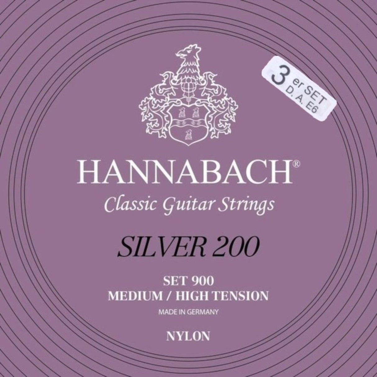 Hannabach Saiten für klassische Gitarren Series 900 Medium/High Tension Silver 200 - 3er Bass med-hi (9007MHT)