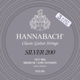Hannabach Saiten für klassische Gitarren Series 900 Medium/Low Tension Silver 200 - 3er Bass med-low (9007MLT)