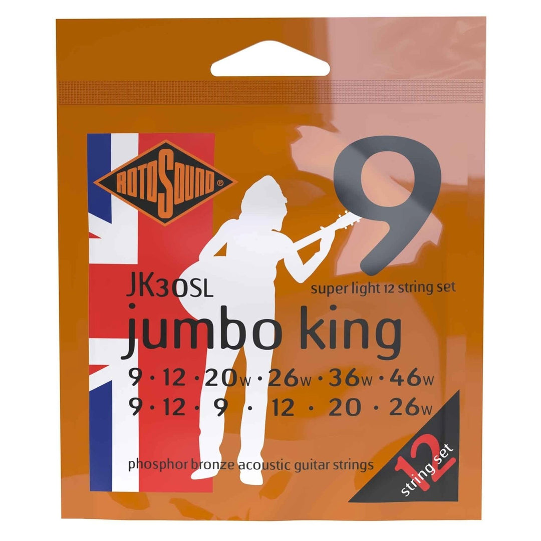 Rotosound Saiten für Akustikgitarren Jumbo King - Set 12-saitig Super Light 9-46 (JK30SL)