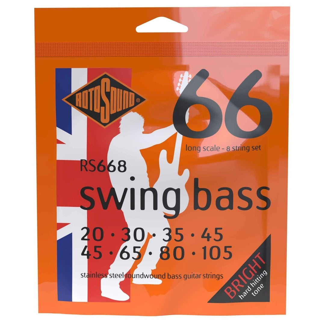 Rotosound E-Bass Saiten Swing Bass 66 - Set 8-saitig Edelstahl 45-105 (RS668)
