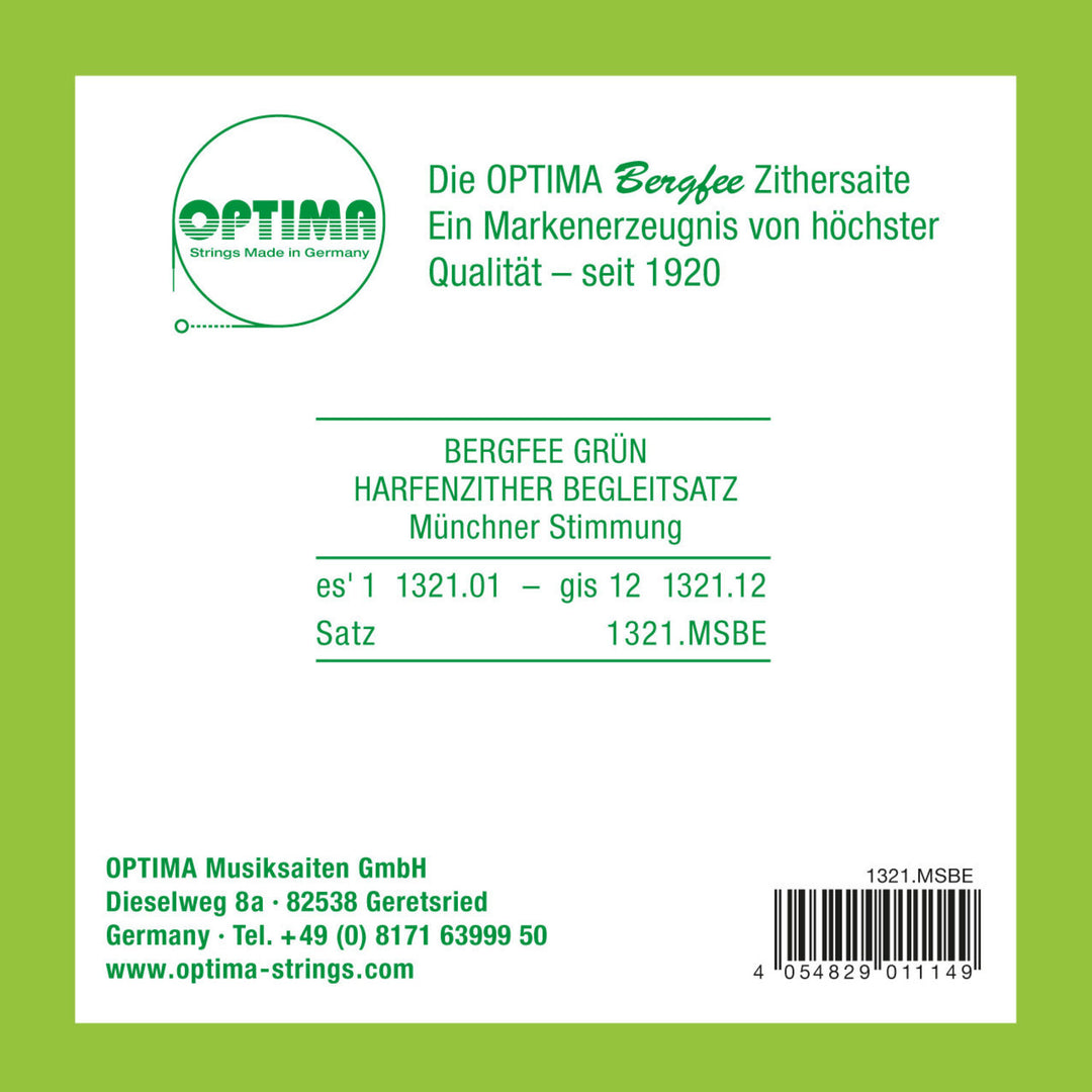 Optima Saiten für Zither Harfen-/Luftresonanzzither Nylon grün 1321 - Set (1321.MSBE)