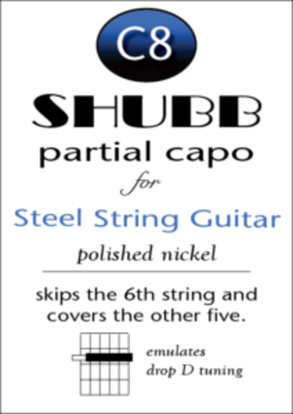 Shubb C8 Teil-Capo für westerngitarre, Drop D