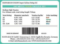 Hannabach Saiten für Ukulele Tenor Ukulele Goldin 243MHTLG low G - Set Low G (243MHTLG)