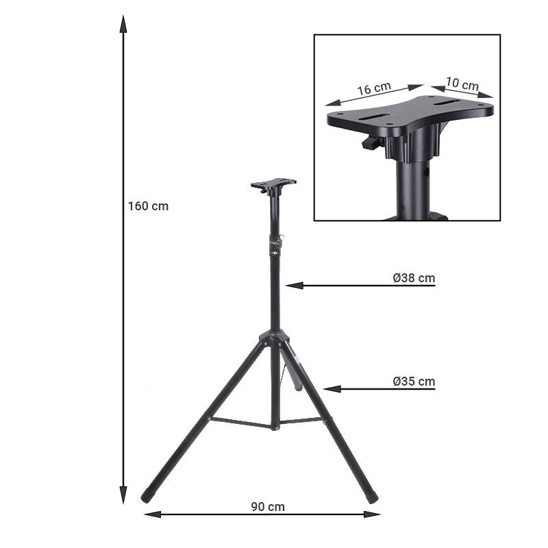 Wind-Up Lautsprecherstativ 130-210cm (70 kg)