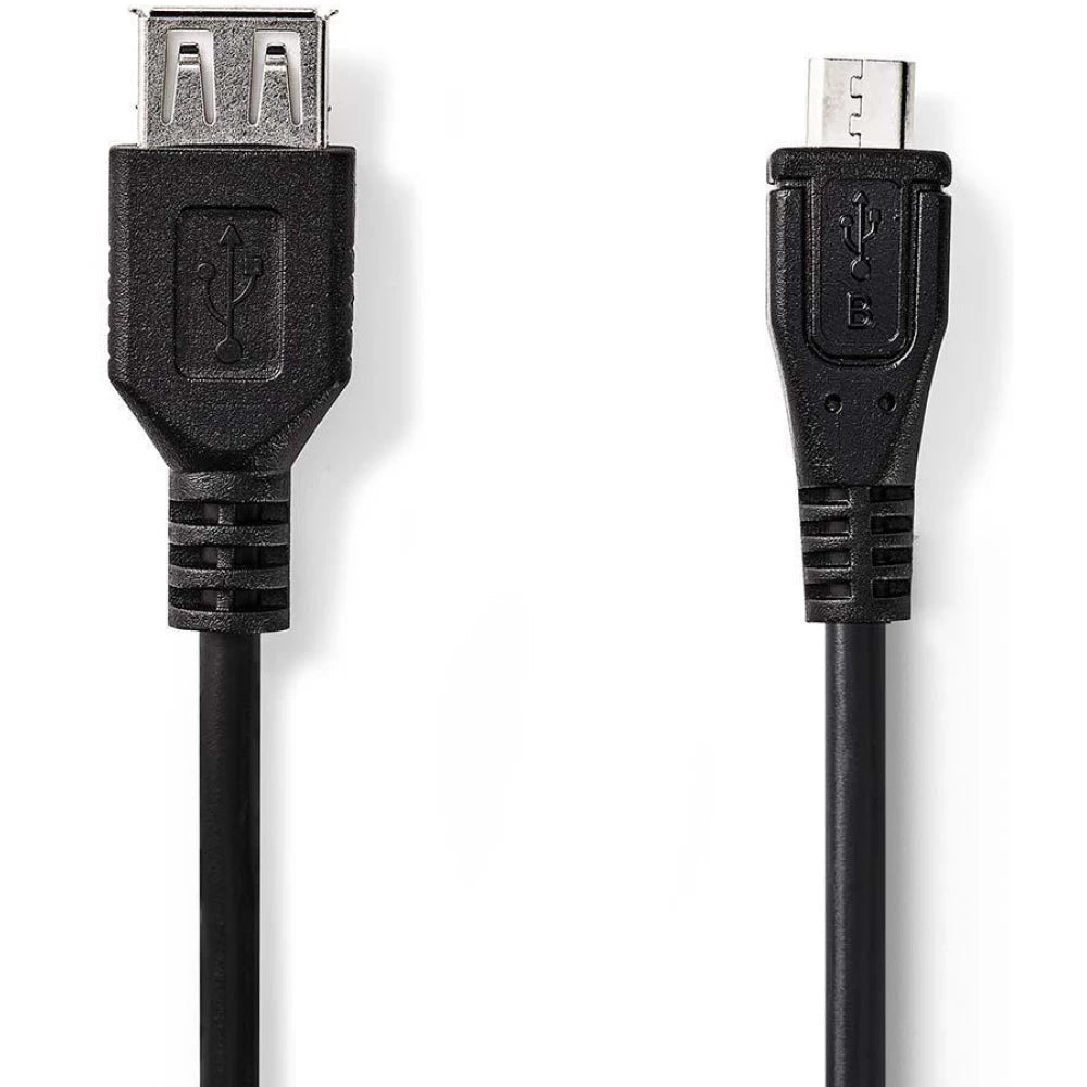 NEDIS USB Micro B han til USB A hun – Sort, 20 cm
