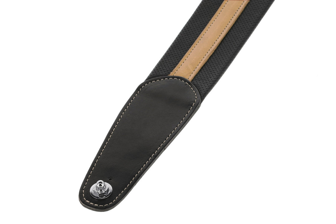 GEWA Gitarren Gurte Prestige 65 gepolsterte Security Locks - black punctured/braun