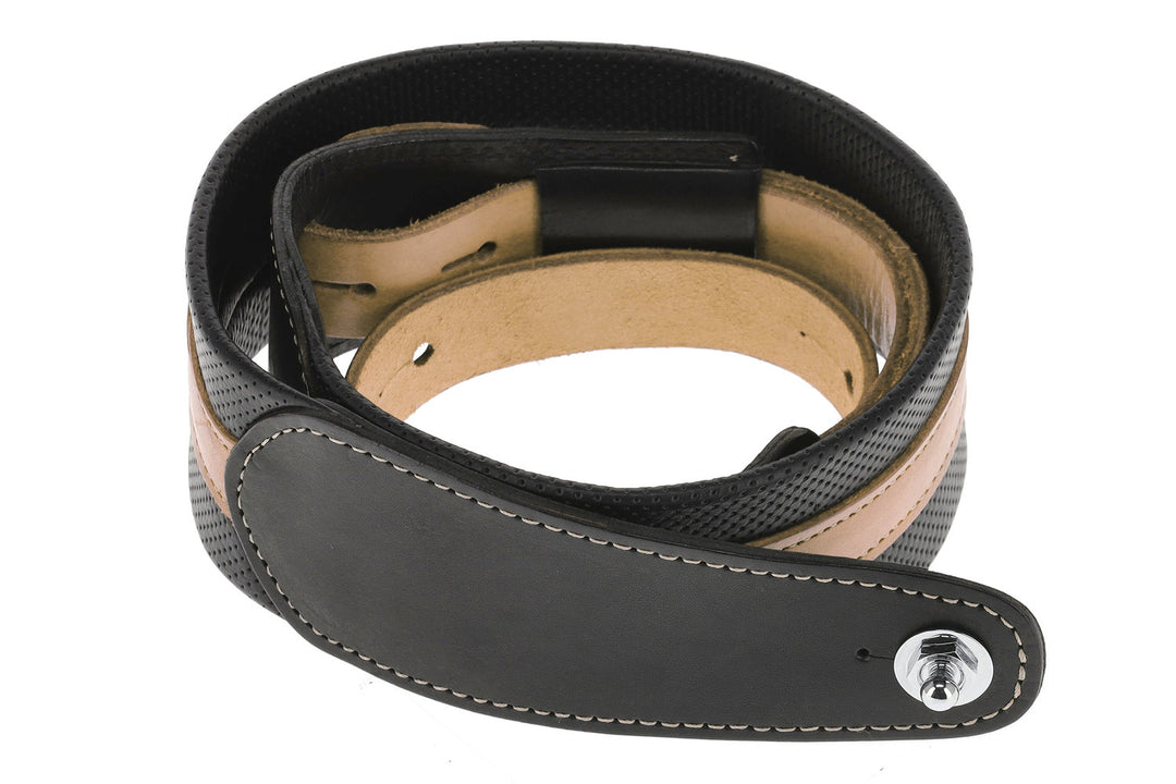 GEWA Gitarren Gurte Prestige 65 gepolsterte Security Locks - black punctured/braun
