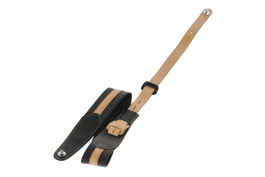 GEWA Gitarren Gurte Prestige 65 gepolsterte Security Locks - black punctured/braun