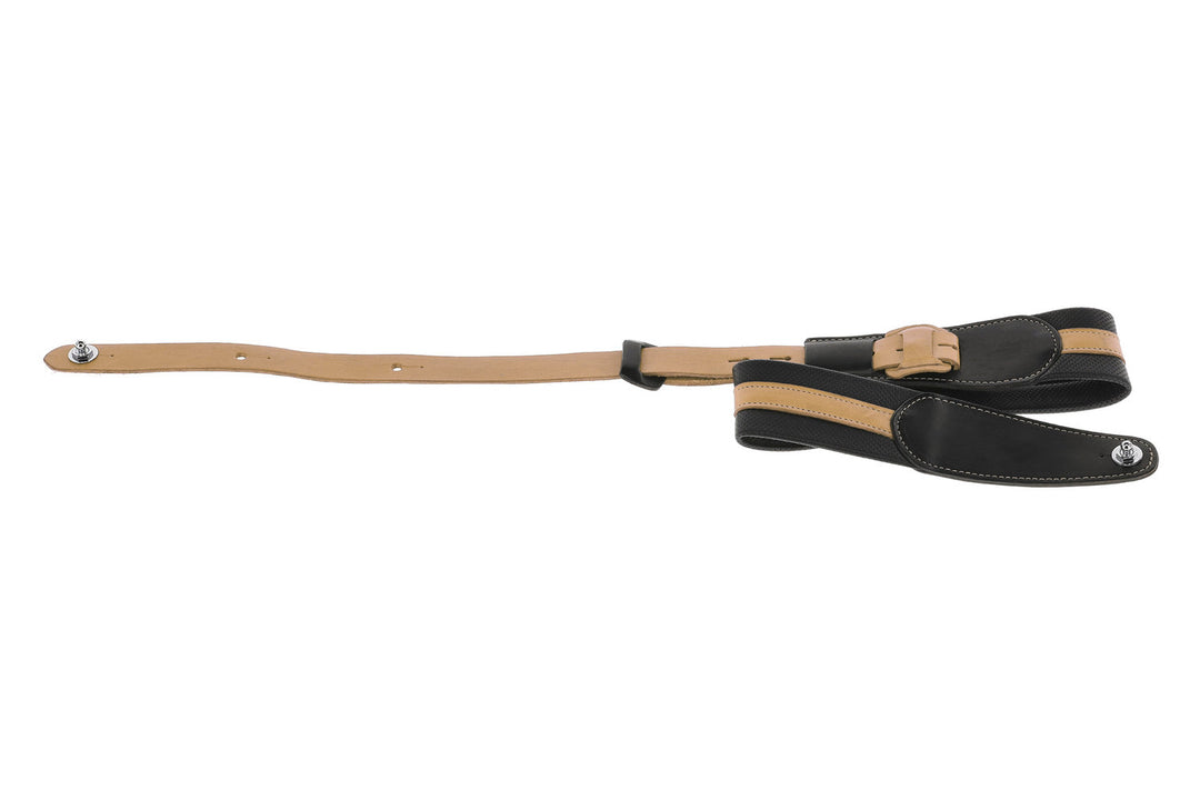 GEWA Gitarren Gurte Prestige 65 gepolsterte Security Locks - black punctured/braun