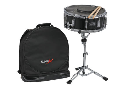 Basix Starterset mit 14" x 5,5" snare-drum, Ständer für sitzendes Spielen