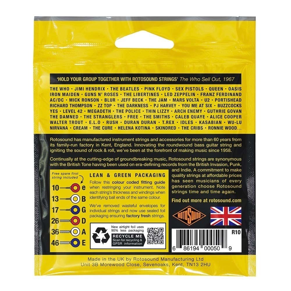 Rotosound Roto Yellows R10 e-gitarrensaiten 10-46
