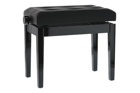 GEWA Klavierbank Deluxe Leder Black, Hochglanz - Black cover aus Kunstleder