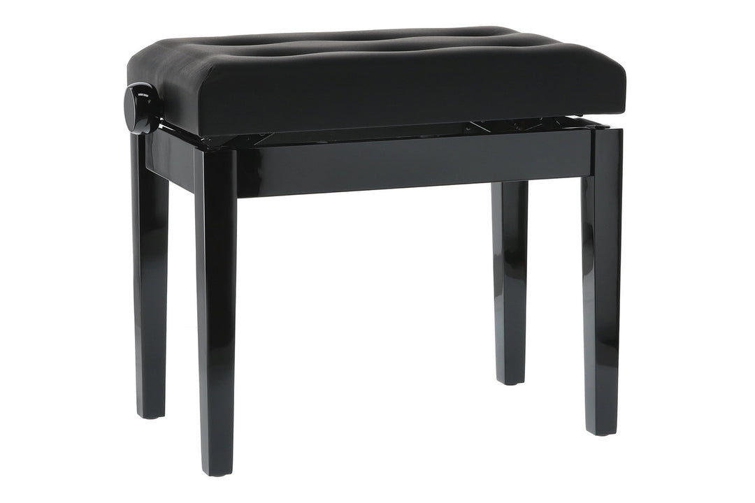 GEWA Klavierbank Deluxe Leder Black, Hochglanz - Black cover aus Kunstleder