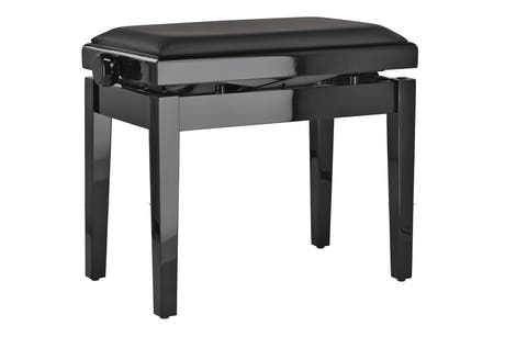 GEWA Klavierbank Deluxe Autolift Vinyl - Black hochglanz (Sitz black)