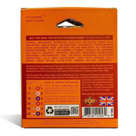 Rotosound Roto Orange RH9-10 E-Gitarrensaiten 9-46, 10 sets