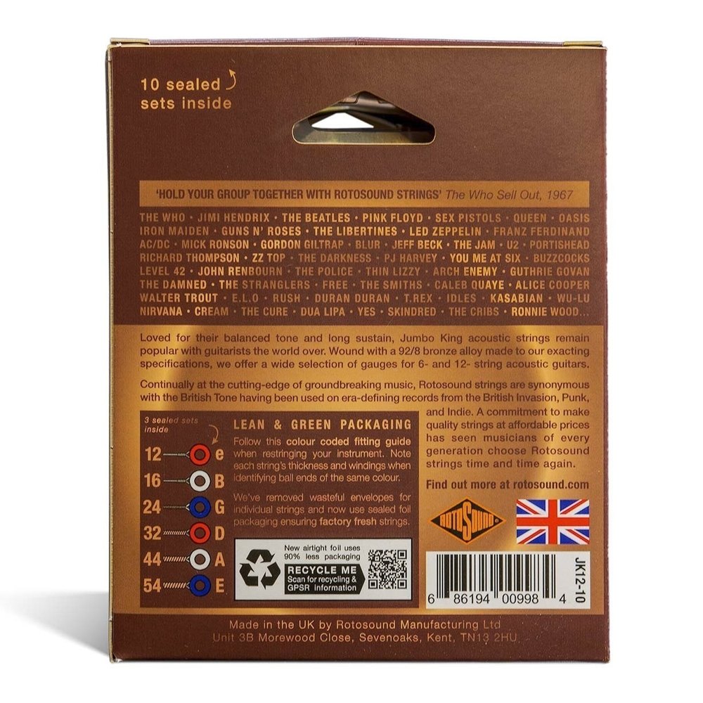 Rotosound Jumbo King JK12-10 westerngitarrensaiten 12-54, 10 Sets