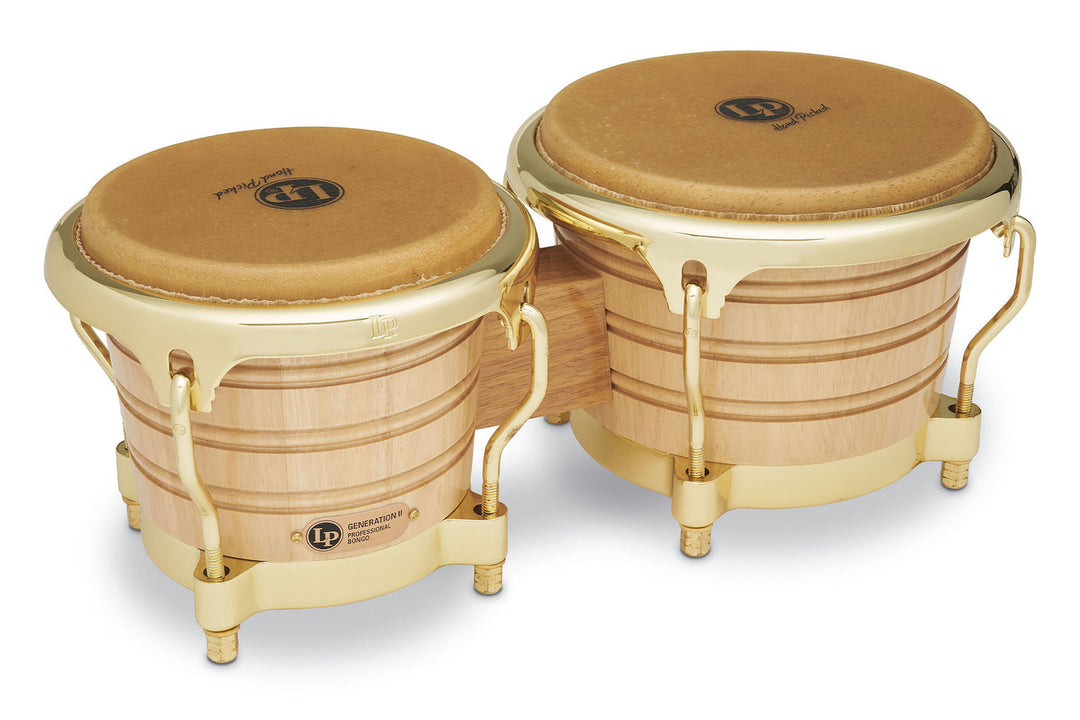 Latin Perkussion Bongo Generation II Holz - Natur, Gold HW (LP201AX-2AW)