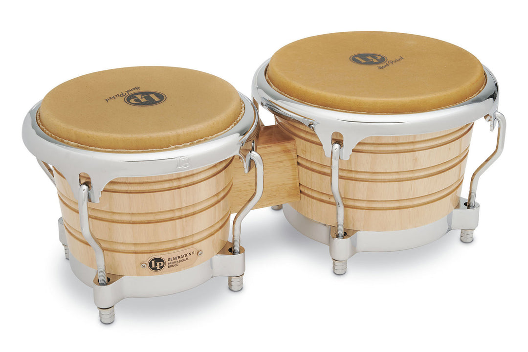 Latin Perkussion Bongo Generation II Holz - Natur, Chrom HW (LP201AX-2)