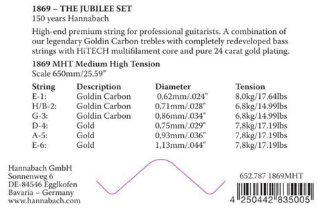 Hannabach Saiten für klassische Gitarren Serie 1869 Carbon/Gold MHT - A5 Gold MHT (18695MHT)
