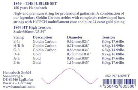 Hannabach Saiten für klassische Gitarren Serie 1869 Carbon/Gold HT - 3pc Bass Set (18697HT)