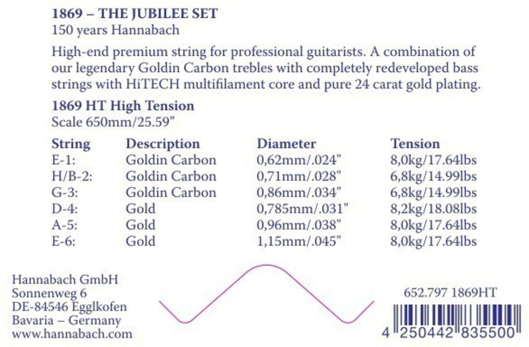 Hannabach Saiten für klassische Gitarren Serie 1869 Carbon/Gold HT - E6 Gold HT (18696HT)