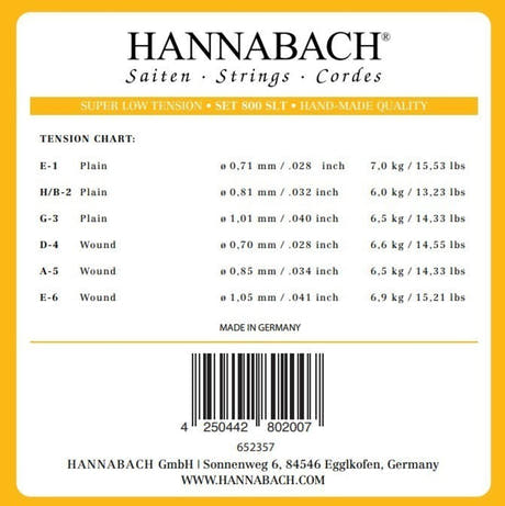 Hannabach Saiten für klassische Gitarren Serie 800 Super Low Tension versilbert - Set Super low (800 SLT)