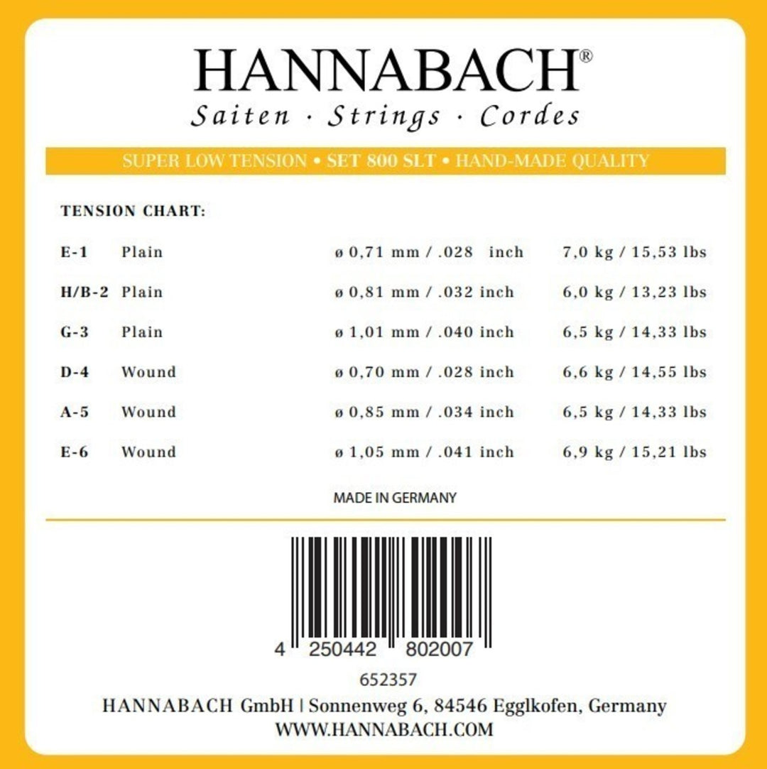 Hannabach Saiten für klassische Gitarren Serie 800 Super Low Tension versilbert - Set Super low (800 SLT)
