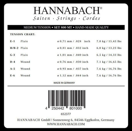 Hannabach Saiten für klassische Gitarren Serie 800 Medium tension versilbert - Set medium (800MT)