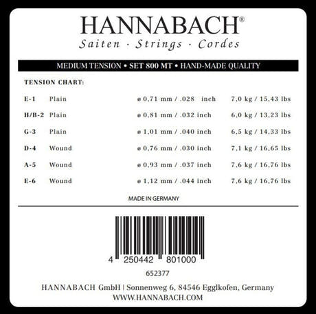 Hannabach 800 Diskantsatz E1, H/B2 und G3, medium Spannung