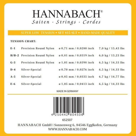 Hannabach 815 Diskantsaitensatz E1, H/B2 und G3, super Low tension