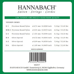 Hannabach 815 Diskantsaitensatz E1, H/B2 und G3, low tension