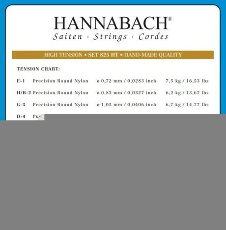 Hannabach 825 G3 Diskantsaite für klassische gitarren, hohe Spannung