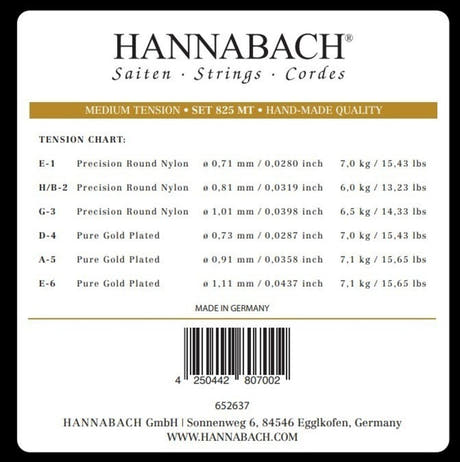Hannabach 825 E6-Basssaite für klassische gitarren, medium tension