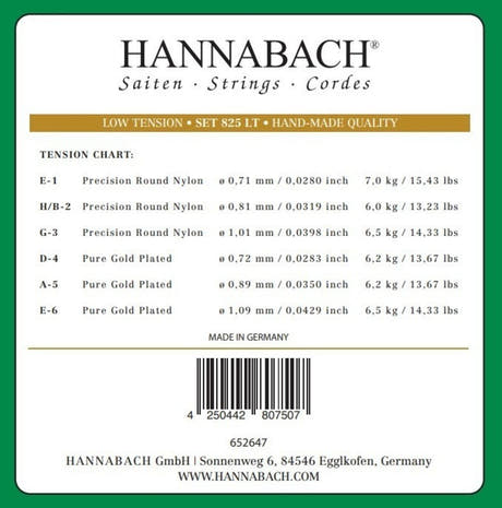 Hannabach 825 E6-Basssaite für klassische Gitarre, niedrige Spannung