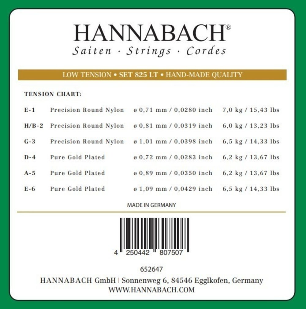 Hannabach 825 A5 Basssaite für klassische gitarren, low tension