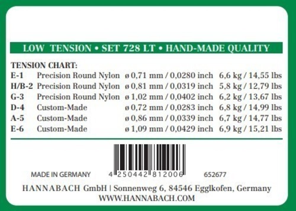 Hannabach 728 Custom Made Diskantsaitensatz für klassische gitarren, low tension